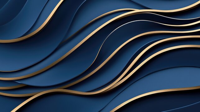 Elegant Waves of Navy Blue and Gold Design