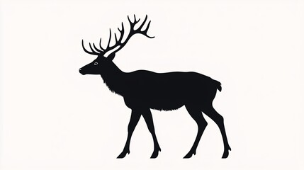 A striking silhouette of a deer on a white backdrop, ideal for festive poster designs and seasonal greetings.