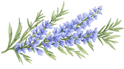 Fototapeta premium Watercolor clipart of a single veronica flower, isolate on white background