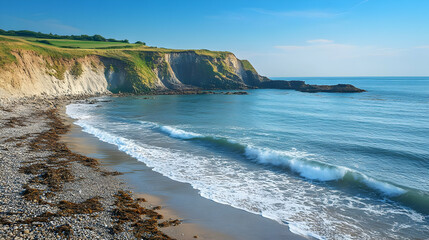 Coastal Cliffs and Blue Ocean Waves: A Stunning Realistic Landscape Image