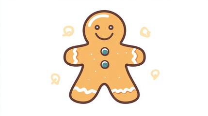 Fototapeta premium Simple line art of a gingerbread cookie with icing details.