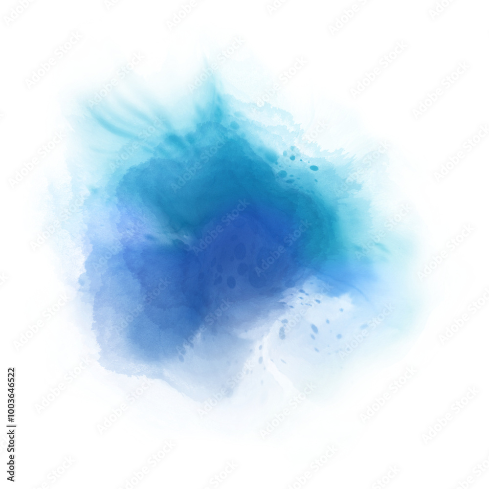 Poster blue purple watercolor paint round shape with liquid fluid isolated on transparent background for de
