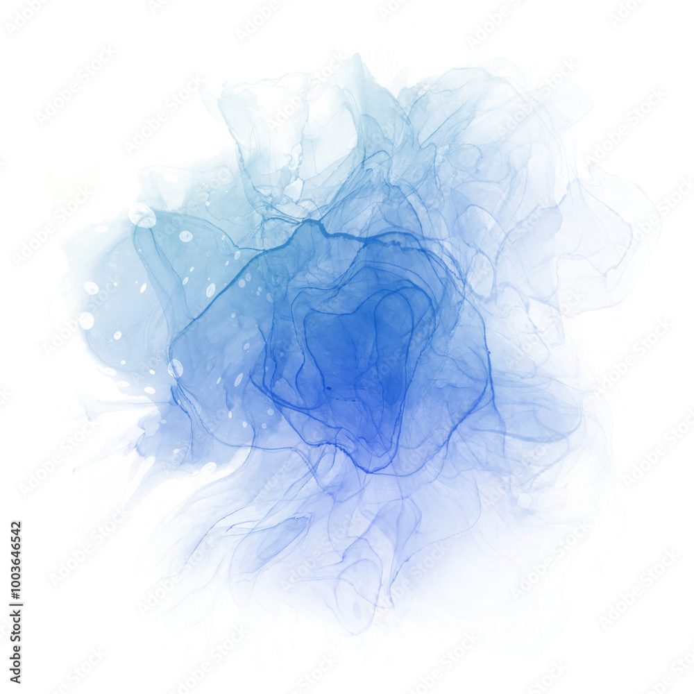 Poster blue purple watercolor paint round shape with liquid fluid isolated on transparent background for de