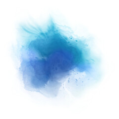 Blue purple watercolor paint round shape with liquid fluid isolated on transparent background for design elements.