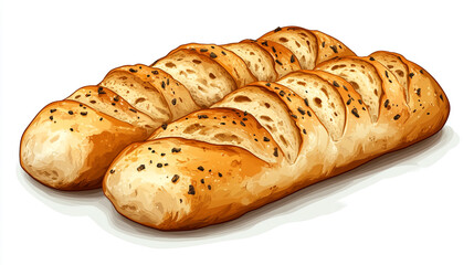 Freshly baked loaves of bread with a golden crust, perfect for serving with meals or enjoying as a snack.