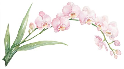 Watercolor clipart of a single orchid, isolate on white background