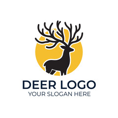 Wild deer Hunting Adventure Logo Design Free Vector.