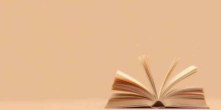 Abstract view of open book pages flat design, side view, knowledge theme, cartoon drawing, Splitcomplementary color scheme