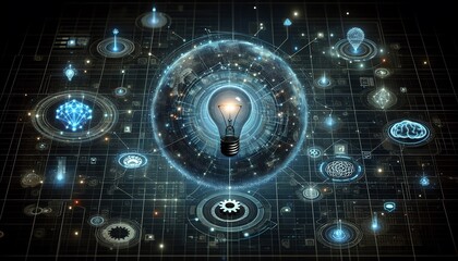 Fototapeta premium An illustration of a futuristic digital scene representing data mining