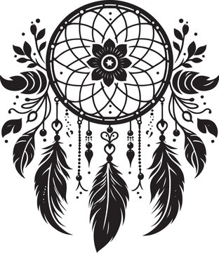 recommend clip art: Dream catcher silhouette vector illustration isolated on a white background