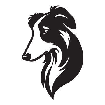 recommend clip art: Borzoi Dog Face Clipart Design - Dog Head Logo - Borzoi Vector illustration in black and white
                    