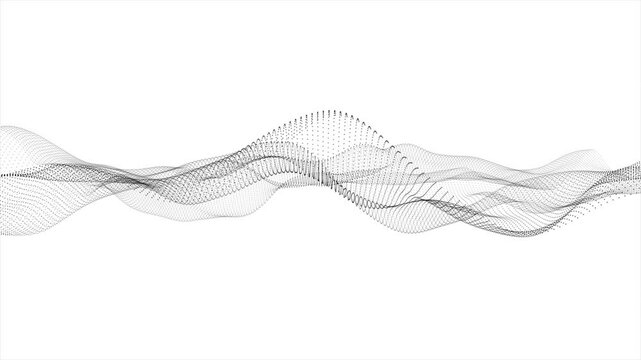 Abstract digital white dot background, looped wave and particle animation, looped background in 4k