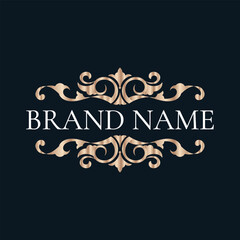 Vintage luxury ornamental logo with floral ornament. - Vector.