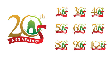Set of anniversary design mosque number
