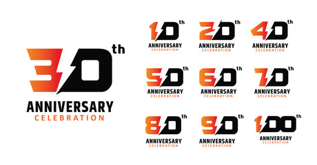 Set of anniversary design thunder bolt number