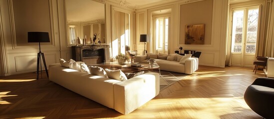 Sunlit Modern Living Room with White Sofas