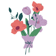 Obraz premium Spring Flowers Bouquet Illustration