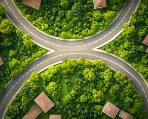 Transportation systems in 2025 flat design, birdseye view, autonomous vehicles theme, water color, Splitcomplementary color scheme