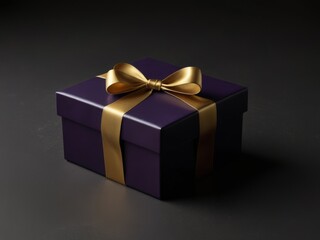 Purple Gift Box with Black and Gold Ribbon