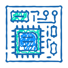 cpu board doodle icon sketch vector. cpu board sign. isolated symbol illustration