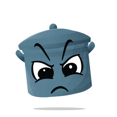 angry stockpot mascot character. cute, funny, and playful concept. kitchen, food, and education themes