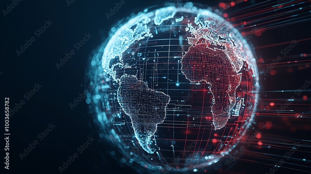 Poster a glowing ai-powered globe with digital data streams flowing into it, symbolizing global ai connecti