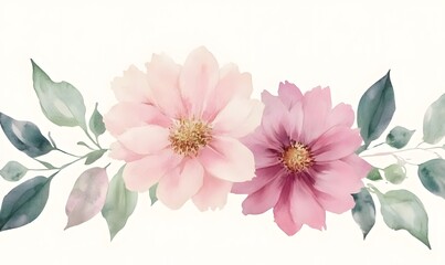 Fototapeta premium Beautiful floral arrangement featuring pink and dark red flowers with green leaves, Generative AI