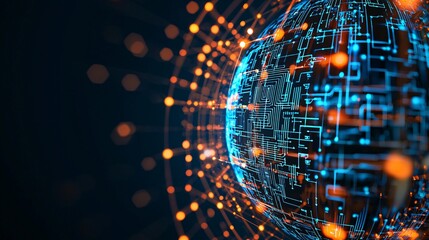Fototapeta premium A glowing AI-powered network protecting a digital fortress, symbolizing cybersecurity and AI-driven defense systems