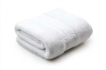 Soft, folded, white towel on isolated background.