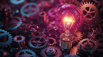 An illustration of a lightbulb surrounded by elegant gears