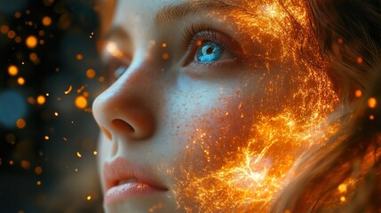 Glowing Woman Portrait: Sparkles and Light