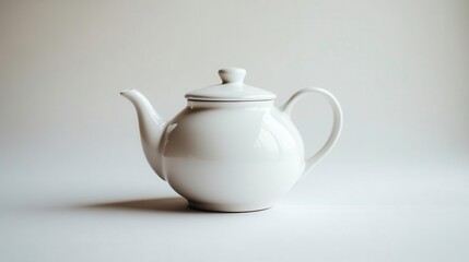 White ceramic teapot, elegant design, isolated background.