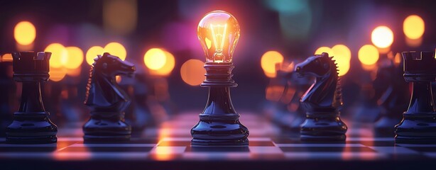 Geometric business growth, The golden chess pieces have light bulb heads that do not glow