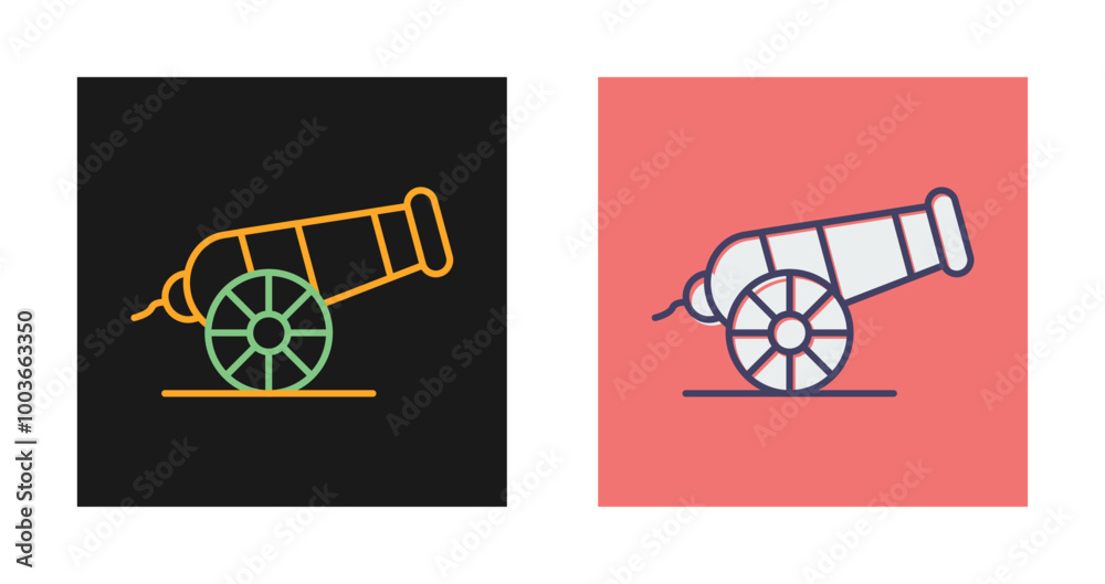 Sticker Cannon Vector Icon