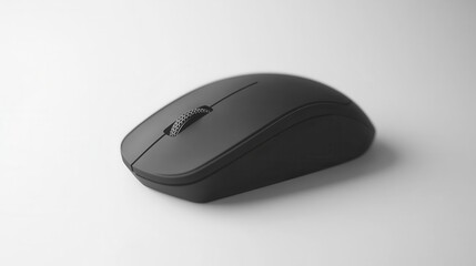 Black computer mouse on a white isolated background.