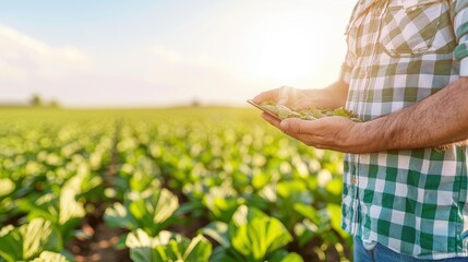 Close-up of a smart farming consultant showing how AI is used for precision agriculture
