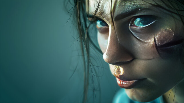 A person with scars on arm from self-inflicted wounds, looking at them with regret.