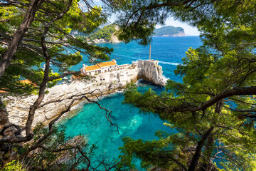 view on old venetian fortress in Petrovac in Montenegro