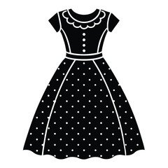 This charming vintage polka dot eyelet baby girls dress silhouette vector art design is perfect for kids' fashion projects. Capture the playful essence of childhood with this delightful illustration.