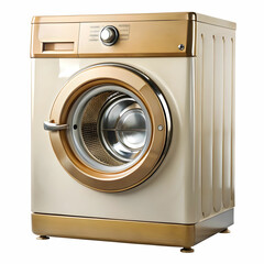 Working washing machine on white background