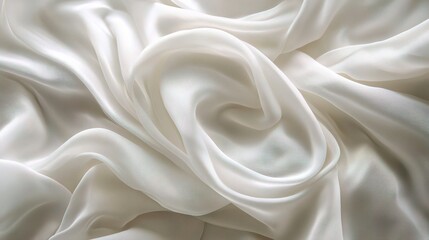 Fototapeta premium Elegant White Silk Fabric with Soft Flowing Texture