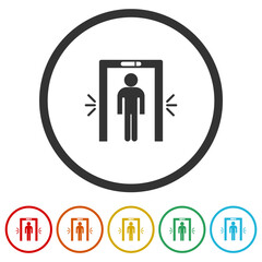 Metal Detector icon. Set icons in color circle buttons