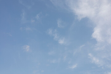 Obraz premium The clear blue sky with white clouds provides a bright and sunny background, enhancing the natural beauty of the landscape on this pleasant summer day