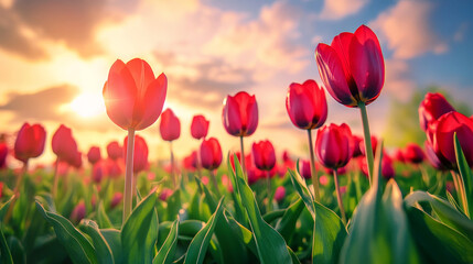 "Blooming Tulip Flowerbed: A Glimpse into One of the World's Largest Flower Gardens"
