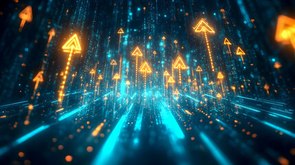 Obraz premium Dynamic Arrow Patterns in Abstract Digital Space