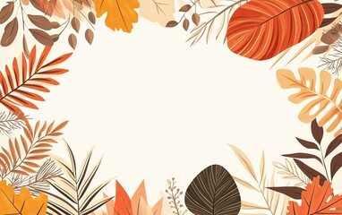 Fototapeta premium A decorative border featuring autumn leaves in warm colors, ideal for seasonal designs or invitations.