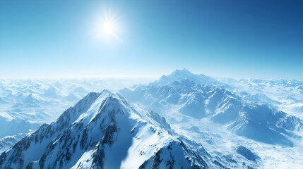 Obraz premium Snowy Mountain Range with Clear Blue Sky 3D Illustration