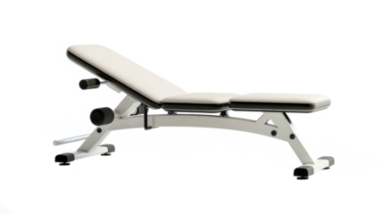 Adjustable weight bench on a white background, designed for versatile workouts and home gym setups, perfect for strength training