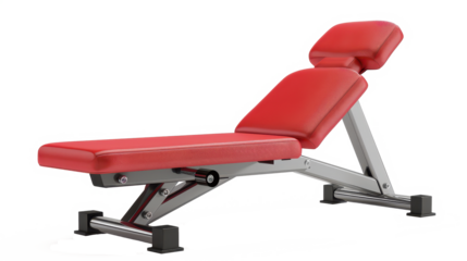 Adjustable weight bench on a white background, designed for versatile workouts and home gym setups, perfect for strength training