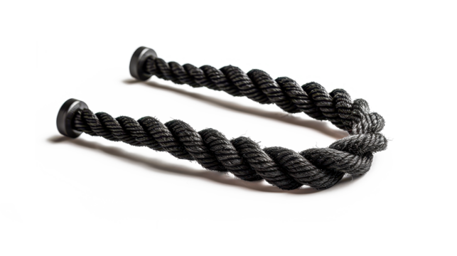Triceps rope attachment designed for strength training exercises, showcased against an isolated white background with no shadows